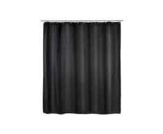 WENKO Anti-Schimmel Duschvorhang Uni Black, Textil (Polyester), 180 x 200 cm, waschbar