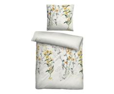 biberna Baumwoll-Satin Bettwäsche Blumen perlmutt, 1x 155x220 cm + 1x 80x80 cm