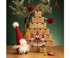 Adventskalender Tannenbaum "Merry Christmas" mit Wichteln aus Pappe