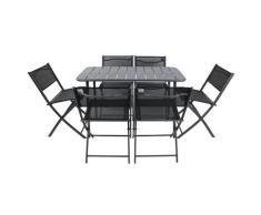VCM 7-tlg. Gartenset "Sumila" 110 x 55 Schwarz