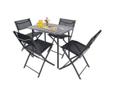 VCM 5-tlg. Gartenset "Sumila" 80 x 55 Schwarz