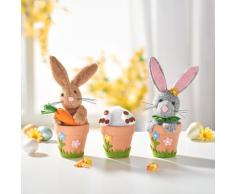Osterdeko Hasen im Blumentopf 3er-Set Eldo