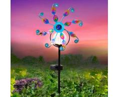 Gartenstecker Windspiel "Pfau" mit Solarleuchte