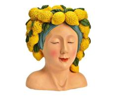 Blumentopf Frauenkopf mit Zitronen aus Magnesia