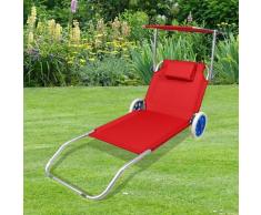 VCM Gartenliege Sonnenliege rollbar Rot
