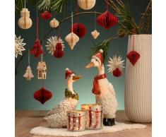 Dekofigur Weihnachtsgans mit Mütze und Kranz 24 cm hoch