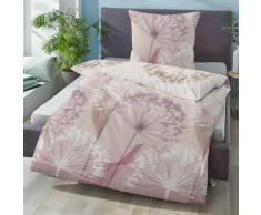 biberna Mako-Satin Bettwäsche PUSTEBLUME rose, 155x220 cm + 80x80 cm