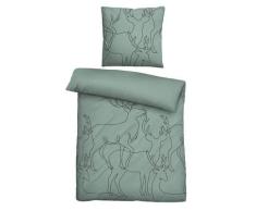 biberna Melange-Flanell Bettwäsche Hirsch fichte, 1x 155x220 cm + 1x 80x80 cm