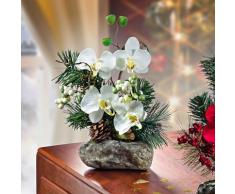 Kunstpflanze Orchideengesteck im Topf, weiß