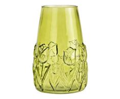 Vase mit Blumendekor grün 22 cm Höhe