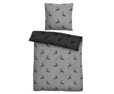 biberna Baumwoll-Satin Bettwäsche Hirsch sturmgrau, 155x220 cm + 80x80 cm