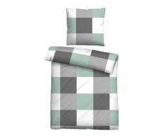Castell Thermo-Fleece Bettwäsche karo mint, 1x 155x220 cm + 1x 80x80 cm