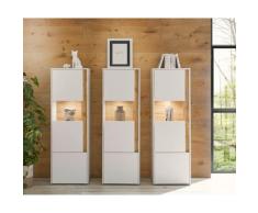 Wohnwand 190 cm Eiche Weiss 3-teilig Nr 17 BOSTON + Beleuchtung
