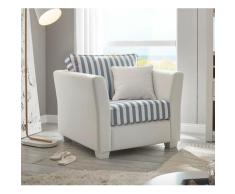 Sessel creme,weiß,blau Microfaser WALES von Empinio24
