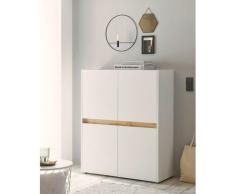 Highboard 100x120 cm Eiche Weiss 4-türig BOSTON