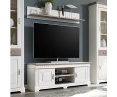 TV-Lowboard mit Wandregal weiß Massivholz 144 cm CORDOBA
