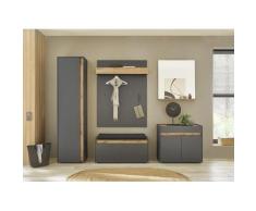 Garderoben-Set 5-teilig mit Schrank und Spiegel anthrazit + Eiche Nr. 4 Boston
