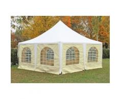Pavillon 5x5m weiß / beige PVC Pagodenzelt Arabica Profi wasserdicht
