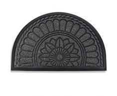 Mibao Große Hälfte Runde Fußmatte Waschbar Schuhe Schaber Boden Teppich für Eingang Weg Low Profile Design, 61 x 91,4 cm (Gelb & Schwarz) 24 x 36 inches Grau