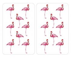 Wenko Herdabdeckplatten Universal Flamingo 2er Set, Kochplattenabdeckung für Alle Herdarten, Gehärtetes Glas, Mehrfarbig, 52 x 30 x 0,1 cm