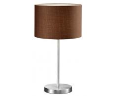 Trio Leuchten Hockerleuchte in Nickel matt, Stoffschirm braun, exklusive 1x E27 maximal 60W, ø 30 cm, Höhe: 54 cm 511100114