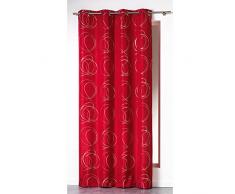 Douceur DIntérieur - 1605086, Vorhang Mit Osen , 140 X 260 Cm , Bully , Polyester Bedruckt Silber , Rot