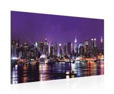 Runa Art Bild New York City Wandbild Vlies - Leinwand Bilder XXL Format Wandbilder Wohnzimmer Wohnung Deko Kunstdrucke Violett 1 Teilig - Made IN Germany - Fertig zum Aufhängen 601914b