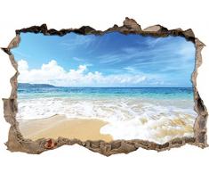 Pixxprint 3D_WD_1410_92x62 Wellen am Strand Wanddurchbruch 3D Wandtattoo, Vinyl, bunt, 92 x 62 x 0,02 cm