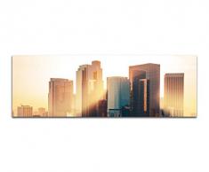 Panoramabild auf Leinwand und Keilrahmen 150x50cm Los Angeles Skyline Sonnenuntergang