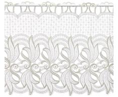 Plauener Spitze by Modespitze, Store Bistro Gardine Scheibengardine mit Stangendurchzug, hochwertige Stickerei, Höhe 36 cm, Breite 144 cm, Creme