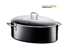 Silit Professional oval Bräter, mit Glasdeckel 36 x 25,5 x 20 cm, Silargan Funktionskeramik, induktionsgeeignet, backofenfest, schwarz, 8,1 l
