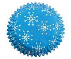 PME Backförmchen für Cupcakes aus Papier mit Schneeflocken, Mini-Format, 100er Pack, Kunststoff, Mehrfarbig, 7 x 7 x 2.8 cm, 100-Einheiten
