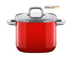 Silit Quadro Red Kochtopf quadratisch hoch 22cm, Glasdeckel, Fleischtopf 6,8l, Silargan Funktionskeramik, stapelbar, Topf Induktion, rot