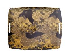 PLATEX Tablett, Schwarz/goldfarben, 54 x 43 x 3 cm