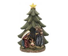 Unbekannt Neumeyer K0963 Weihnachtskrippe, Krippenblock HL. Familie aus Kunstharz handbemalt Tanne 16 cm, Bunt