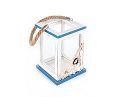 HEITMANN DECO - Laterne aus Holz im maritimen Stil - mit Kordel zum Aufhängen - als Wand- und Tischdeko - Windlicht