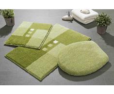 Linea Due Badteppich 100% Polyacryl, ultra soft, rutschfest, ÖKO-TEX-zertifiziert, 5 Jahre Garantie, MERKUR, Set 3-teilig m.A. 3 SET, grün