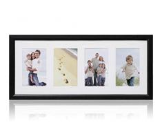 ARPAN Bilderrahmen mit Passepartout, MDF, für 4 Bilder, Holz, Schwarz, 50 x 21 x 2 cm Approx