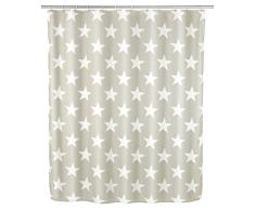 WENKO 23184100 Anti-Schimmel Duschvorhang Stella Taupe, Anti-Bakteriell, waschbar, mit 12 Duschvorhangringen, Polyester, 200 x 180 cm, Taupe