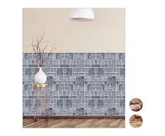 Relaxdays Wandpaneele selbstklebend, 5er Set, dekorative Steinoptik, 3D Paneele, Fliesen, PVC Steinwand, 50x50 cm, grau
