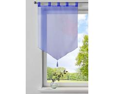 Gardinenbox Scheibengardine »Lyon« Quaste Modern Zeitlos Voile Küchenfenster Sichtschutz HxB 90x60 cm Hellblau Scheibenhänger Spitzpanneaux, 10000333