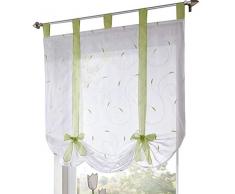 ZebraSmile lifable Vorhang binden Sie niedliche Schleife Römischer Vorhang Tab Top Semi Sheer Küche Ballon Fenster Vorhang für Kithchen Fenster Schlafzimmer Fenster Stoff 47(W) X55(H) In grün