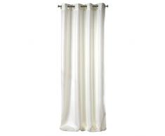 Eurofirany Schimmernd Jacquard Vorhänge 8 Ösen Edel Gardine Elegant Leuchtend Silberne Naht Weich Wohnzimmer Schlafzimmer Lounge 1 Stück, Creme + Silber, 140x250cm