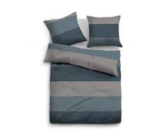 TOM TAILOR 0009936 Flanell Bettwäsche Garnitur mit Kopfkissenbezug (Baumwolle) 1x 200x200 cm + 2X 80x80 cm, Jeans
