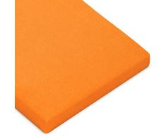 CelinaTex Casca Topper Spannbettlaken 120x200-130x220 cm orange Baumwolle Spannbetttuch Elastan Laken