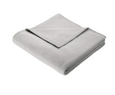 Biederlack Wohn- und Kuscheldecke, 100 % Baumwolle, Samtband-Einfassung, 150 x 200 cm, Silber, Cotton Pure, 239688