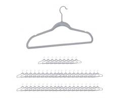 Relaxdays XL Kleiderbügel Set, Hosenstange, Rock, Kleid, rutschfest, 360° drehbarer Haken, Samt Bügel, 50er Pack, grau