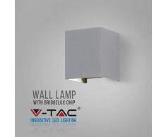 V-TAC 6W Moderne, eckige Up Down Wandleuchte 3000K Warmweiß Wasserfest, Einstellbarer Abstrahlwinkel, Graues Gehäuse für Outdoor- und Indoorhallen, Gärten, Wohnzimmer
