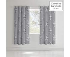 Catherine Lansfield Bouquet Blumenmuster Vorhang mit Ösen, grau, 168 x 183 cm