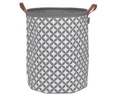 Sealskin Wäschekorb Diamonds, Wäschesammler aus Stoff mit Griffen in Lederoptik, Farbe: Grau, 50 x 40 x 40 cm